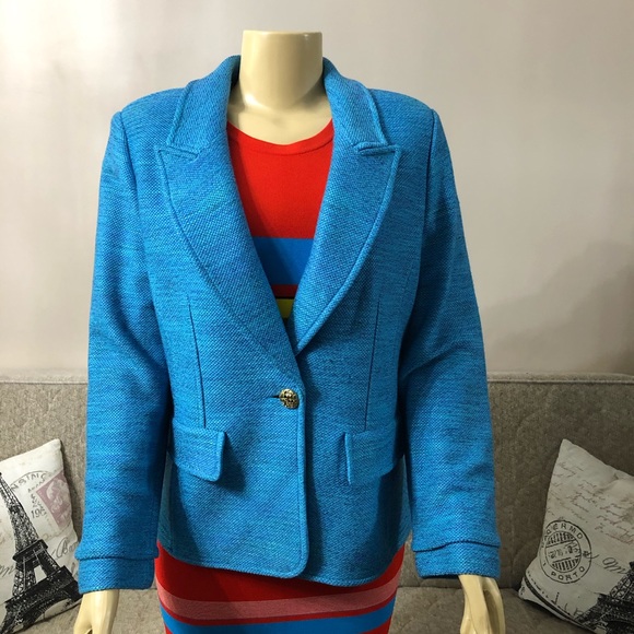 🌺New St. John Turquoise Multi Jacket size 12 - Picture 2 of 8